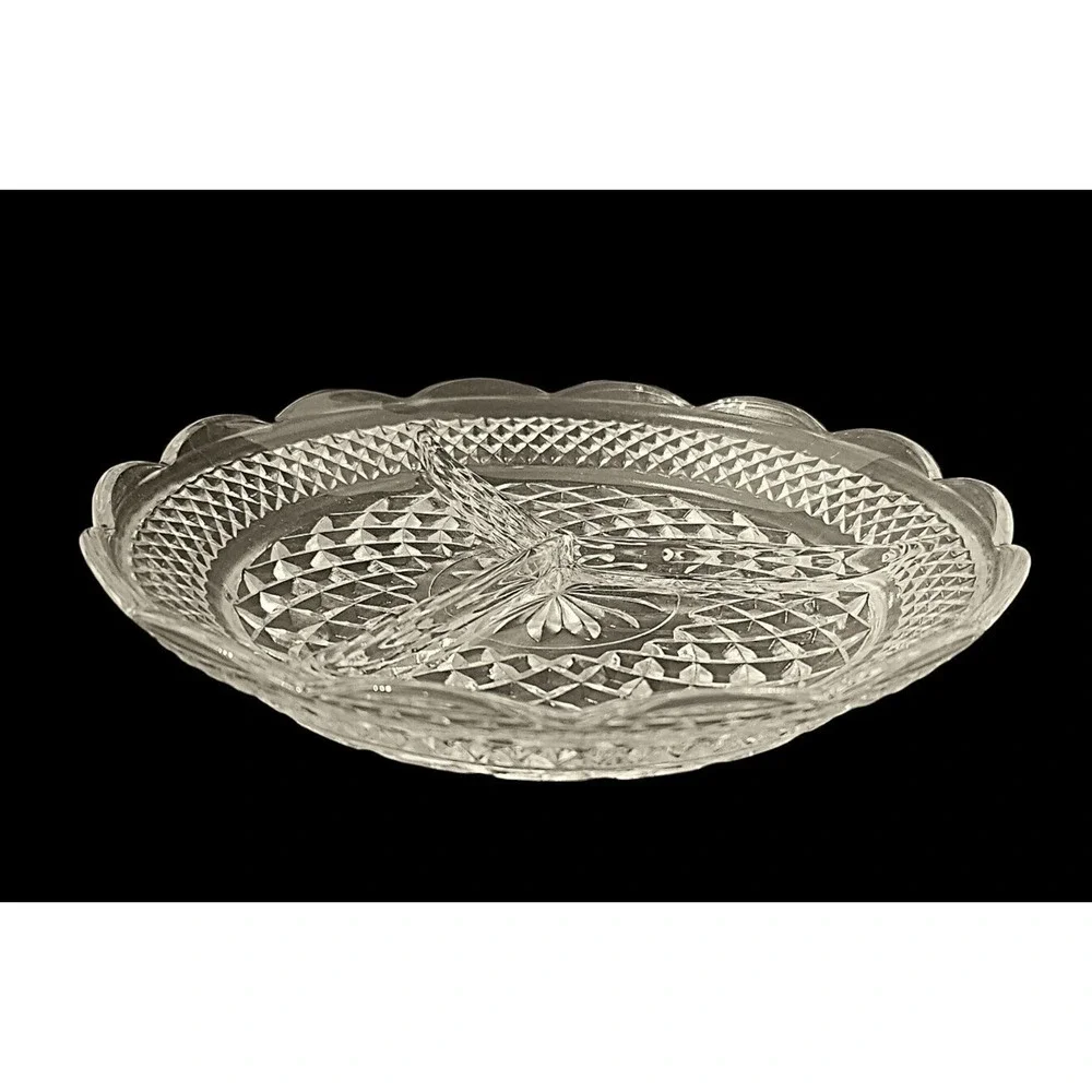 Anchor Hocking Wexford Clear Glass Divided 3 Section Relish Dish 8 1/2" - Picture 4 of 6